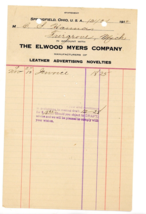 1912 Elwood Myers Co Antique Receipt Springfield Ohio Leather Advertisin... - £21.59 GBP