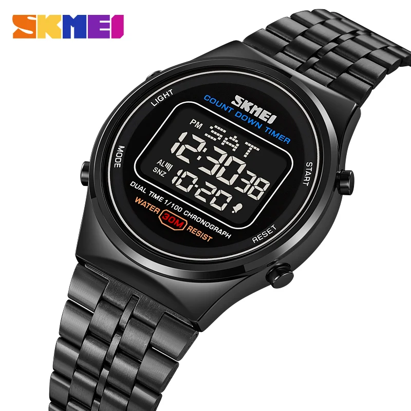  Digital Men&#39;s   Stainless Steel Wrist Watch  Stopwatch Led Light Electronic Mal - £48.28 GBP