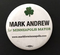 Mark Andrew for Minneapolis Mayor Button Pin Minnesota 2.25&quot; Shamrock - £9.43 GBP