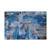 Contemporary Art Abstract Acrylic Painting Hand Painted Blue Black Gold Canvas  - $85.49+