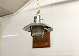 Kitchen Island Design Old Aluminum Hanging Cargo Light Fixture with Shade Lot 2 - $296.01