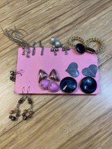 Vintage Lot of 10 Pierced Dangle Stud Earrings Estate Jewelry Find KG JD - $16.25 CAD