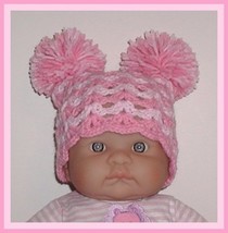 Jester Girls Hat Pinks Baby Pastel Pink Pompoms Newborn Pom Poms Bubble Gum - £9.59 GBP