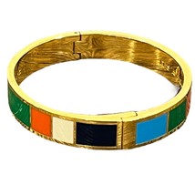 Kate Spade Clasp Bangle Bracelet Multi Color Block Gold Tone - £15.01 GBP