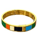 Kate Spade Clasp Bangle Bracelet Multi Color Block Gold Tone - £15.10 GBP