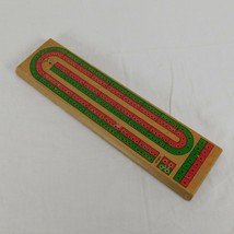 Wooden Cribbage Board Pegs Included 13.5 in long 3.5 in wide Green Red FLAWS - £4.74 GBP