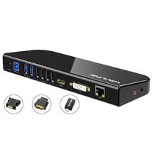 USB 3.0 Universal Laptop Docking Station Dual Video Outputs Support HDMI/DVI/VGA - £76.42 GBP