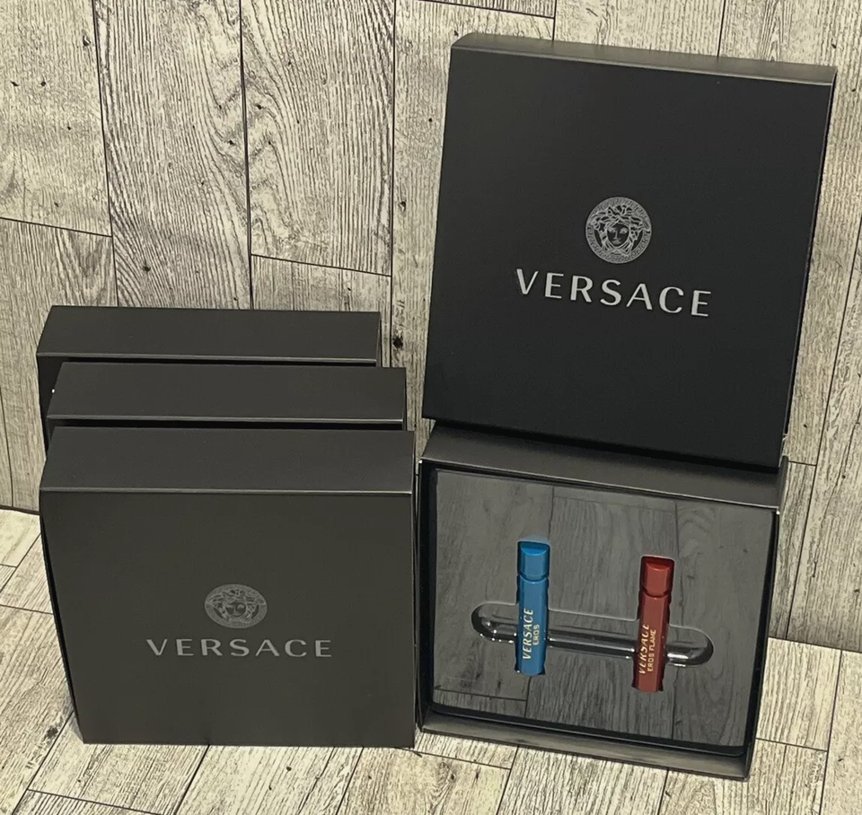 4 Versace Eros Eau De Toilette &amp; Eros Flame Eau De Parfum Spray 0.003 oz... - $32.45