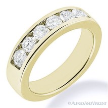 Round Cut Forever Brilliant Moissanite 14k Yellow Gold 7-Stone Band Wedding Ring - £409.22 GBP+