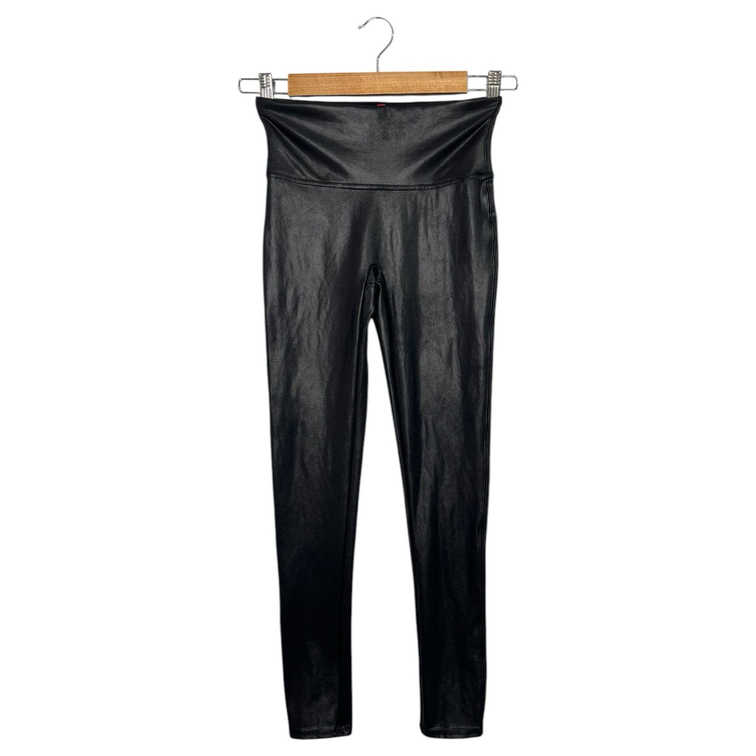 Spanx Pants Womens Smal Faux Leather Leggings Pull On Power Waistband Bl... - $24.74