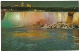 Ontario Postcard Niagara Falls View of Niagara Falls New York Night Illuminated - £2.28 GBP