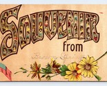 Grande Lettera Faccine Souvenir Da Bandiera Fiori 1908 DB Cartolina M14 - £9.78 GBP