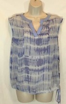 New Simply Vera Wang Petites Sz S Light Blue White Sheer Top Shirt VNeck Tank - $15.83