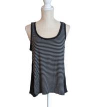 Nicole Miller Black White Stripe Sleeveless Knit Tank Top Size Large - $14.84