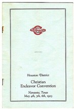 1923 Christian Endeavor Convention Program Houston District Navasota Texas  - $24.72