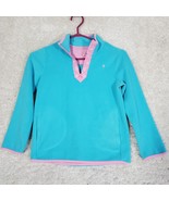 Lilly Pulitzer Sweater Girls 10 Blue Fleece 1/4 Zip Popover Pockets Outdoor - £20.61 GBP