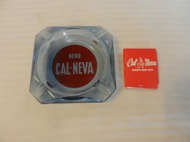 Vintage Reno Cal-Neva Ash Tray and Matchbook Square Blue with Red Logo - $40.00