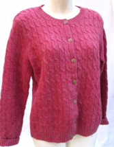 Appleseeds Sweater Pink All Wool Cable Knit Cardigan Womens Size PS Peti... - £14.98 GBP
