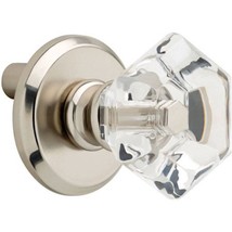 BARACFK-SN 1 1/4&quot; Clear Acrylic Faceted Cabinet Knob w/ Backplate Satin ... - £7.83 GBP