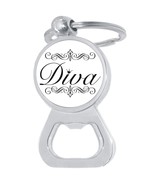 Diva Bottle Opener Keychain - Metal Beer Bar Tool Key Ring - $199.34 MXN
