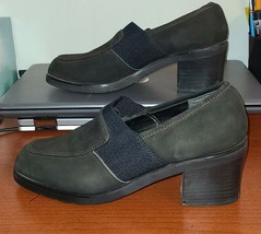 9EE Wide Cloud Walkers Women&#39;s Black Suede Shoes 2.5&quot; Block Heel - $18.99