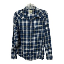 Lucky Brand Mens Western Plaid Snap Button Long Sleeve Shirt L Blue - £20.95 GBP