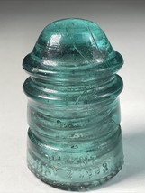Rare Antique Hemingray Blue/Aqua Glass Insulator Patent May 2 1893 No. 1... - $18.70