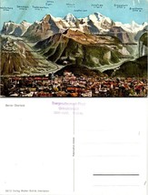 Switzerland Bern Thun Thunder-See Bernese Oberland Mountains Map VTG Postcard - £7.51 GBP