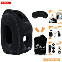 Compact Black Airplane Pillow for Neck Support - Includes Eye Mask &amp; Ear... - $30.64
