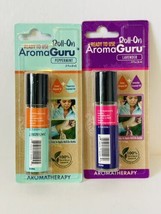 2 Pack Roll On Aroma Guru Aromatherapy Oil Peppermint &amp; Lavender Essential Oils - £9.24 GBP