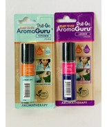 2 Pack Roll On Aroma Guru Aromatherapy Oil Peppermint &amp; Lavender Essenti... - £9.43 GBP