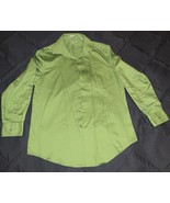 Van Heusen Lux Sateen Green Dress Shirt 16 32/33 Fitted Men&#39;s Button Lon... - €11,95 EUR