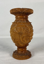 Old Olive Wood Hand Carved Vase 8&quot; Made In Israel - £42.64 GBP