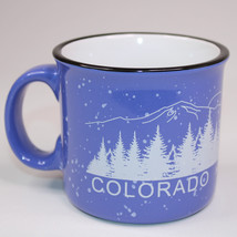 Colorado Mountain Line Blue Coffee Mug Trees, Mountain, Snow Black Rim T... - $9.75