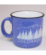 Colorado Mountain Line Blue Coffee Mug Trees, Mountain, Snow Black Rim T... - £7.72 GBP