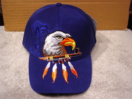 Eagle And Peace Pipe With Feathers Baseball Cap ( Blue ) - £8.43 GBP