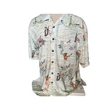 Aloha From Hawaii Men&#39;s Shirt Tiki Girls Airplane Saxophone Lei  XL Gree... - £21.14 GBP