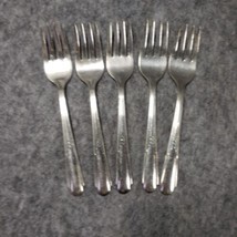 Fairfield Silverplate Tulip Salad Fork Flatware Set of 5 Simple Art Deco 6&quot; - £7.42 GBP