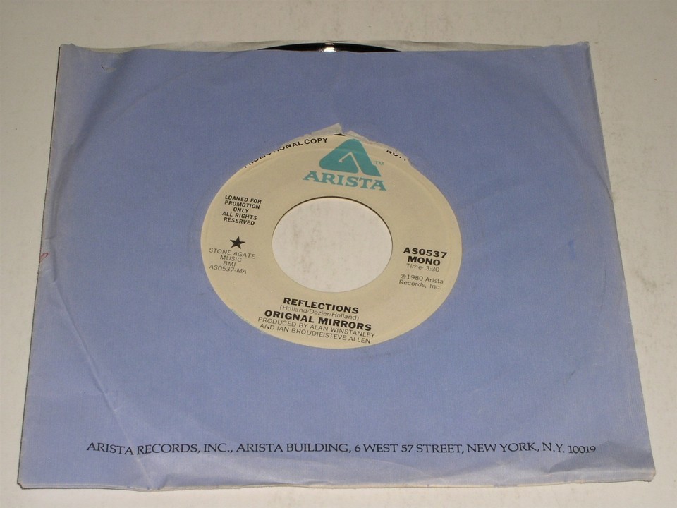 Original Mirrors Reflections 45 Rpm Record Misspell Label Arista 0537 Pr... - $99.99