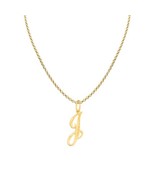 Genuine 14K Yellow Gold 0.78&quot; Fancy Cursive Letter Initial J Necklace 16... - $376.37 CAD+