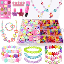 Jewelry Making Kits Colorful Acrylic Girls Bead Set 650 Beads+5Makeup Set Box - £21.02 GBP