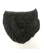 Hanes Lace Satin Nylon Hi Cut Panty Briefs 9 Black Shiny - $24.74