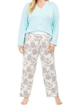 allbrand365 designer Womens Plus Size Top And Printed Pants Pajamas Set,2X - £31.64 GBP