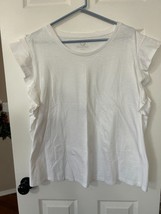 Ecothreads Womens White Ruffle Sleeves Shirt Size Medium 100% Organic Co... - £4.29 GBP