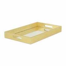 16&quot; Gold Rectangular Wood Handmade Tray With Handles - $1,630.11 MXN