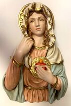Immaculate Heart of Mary 13" Hand Painted Wall Plaque, New from Colombia L075 - $1,650.05 MXN