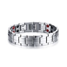 Vinterly Black Bracelet Men Hand Chain Energy Health Germanium Magnetic Bracelet - £19.23 GBP