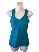 Lululemon Shirt Teal V Neck Cross Back Tank Top Size 6 - $25.96