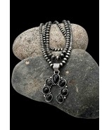 Southwestern Navajo Pearl Style Faux Onyx Multi Strand Naja Beaded Necklace - £50.89 GBP