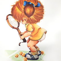 1970s Little Girl Sports Wall Art Print Child Tennis Star 11x 14 inch Li... - £6.00 GBP